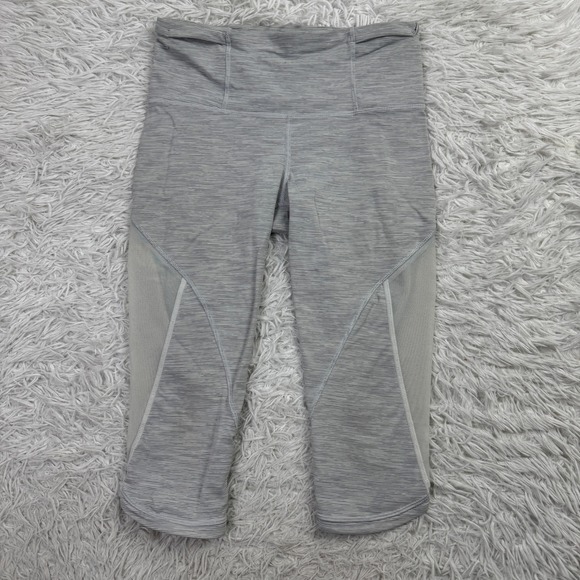 lululemon athletica Pants - Lululemon Pants Womens‎ 6 Gray Run With The Sun Cropped Leggings Mesh Panels Gym